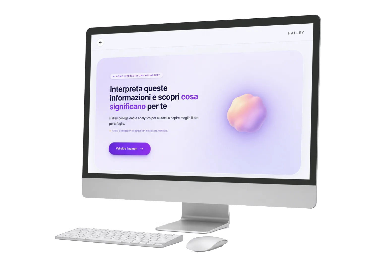 Halley su iMac che interpreta dati e attualità
